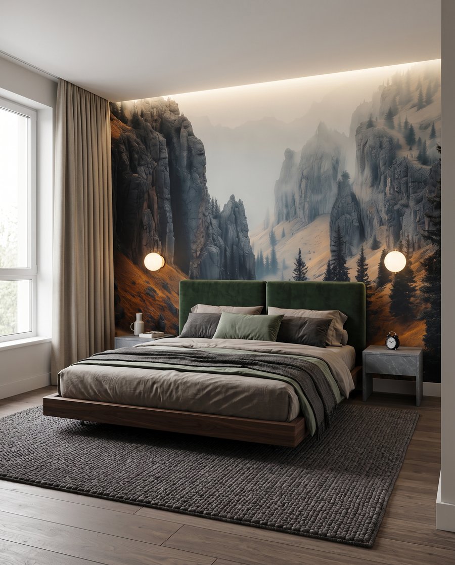 Dennen in een rotskloof in een interieur