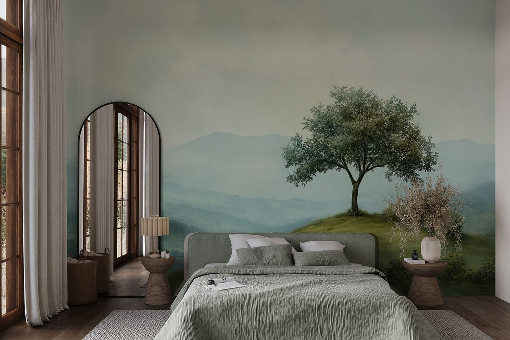 Eenzame boom boven berglagen — interieur 1