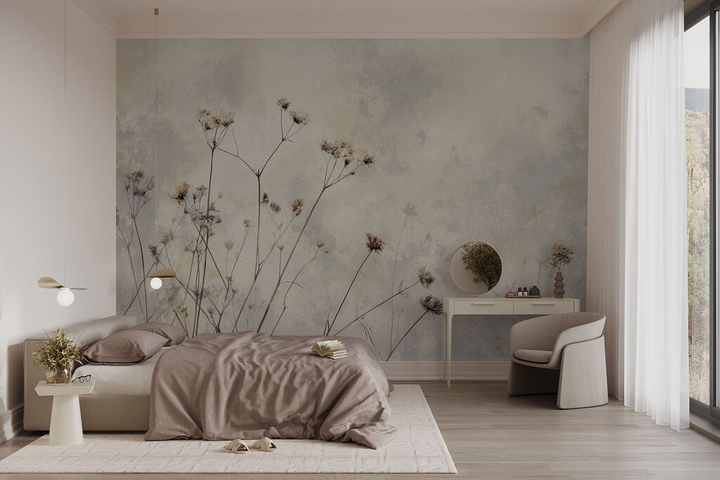 Dunne stelen op verfsporen — interieur 4
