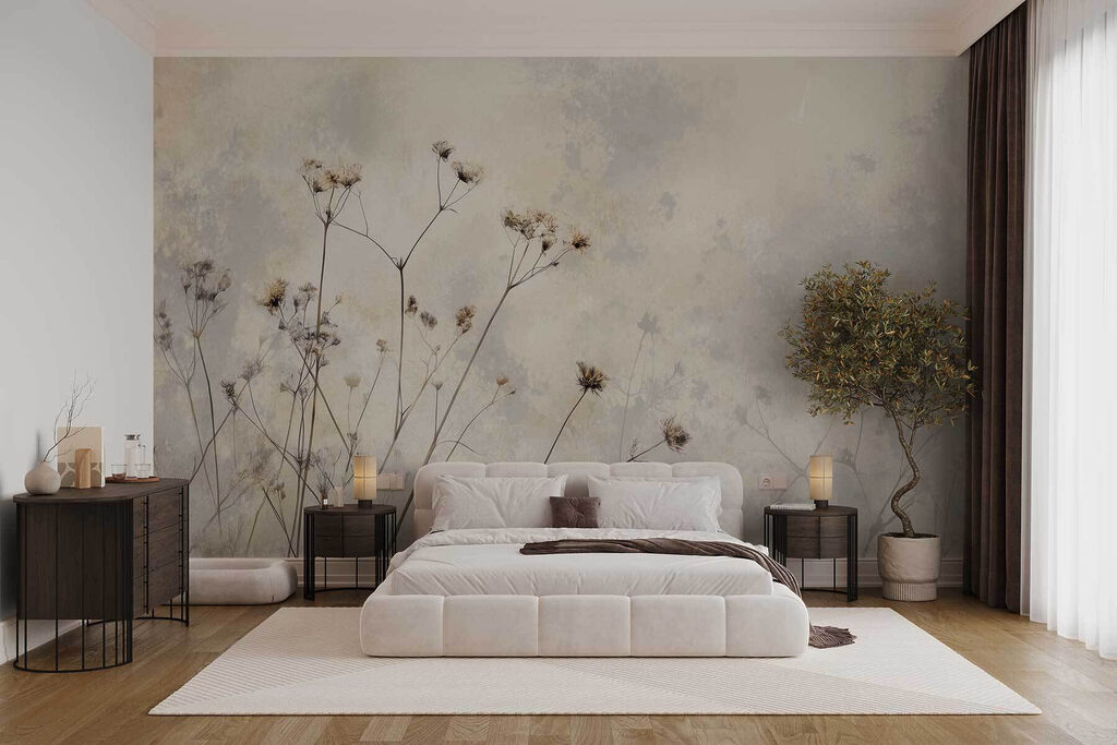 Dunne stelen op verfsporen — interieur 2
