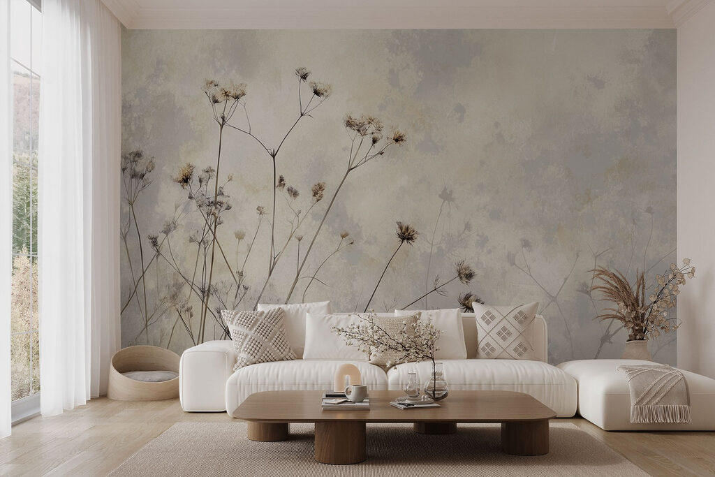 Dunne stelen op verfsporen — interieur 3
