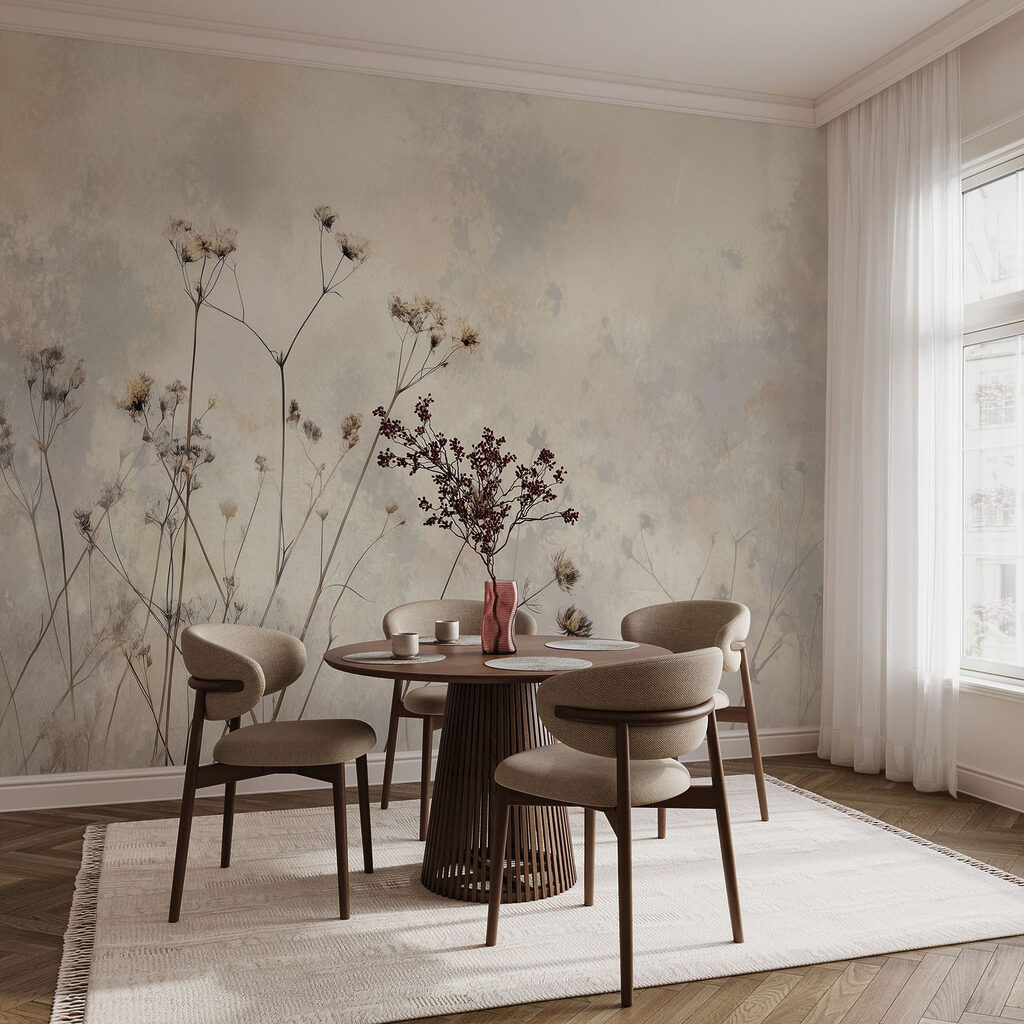 Delicate bloesems in zachte tinten in een interieur