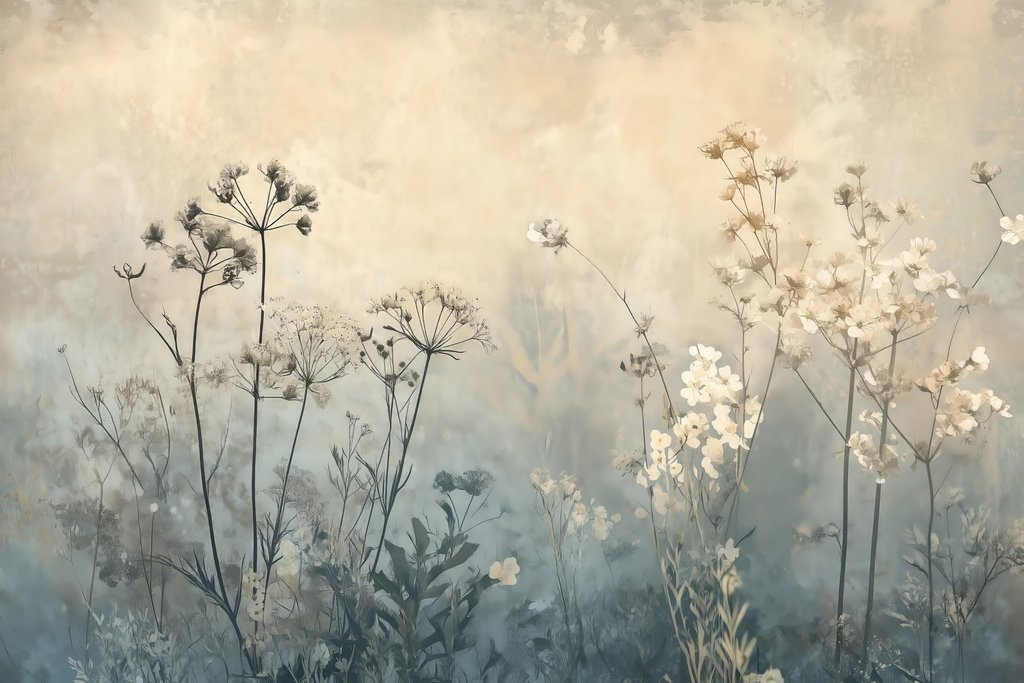 Wilde bloemen in avondlicht — volledig ontwerp