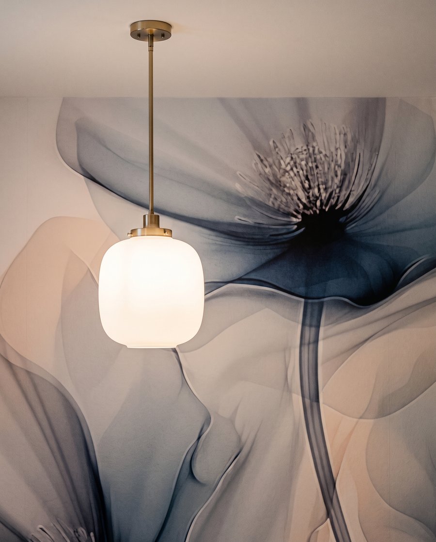 Doorschijnende bloemen in blauw — detail