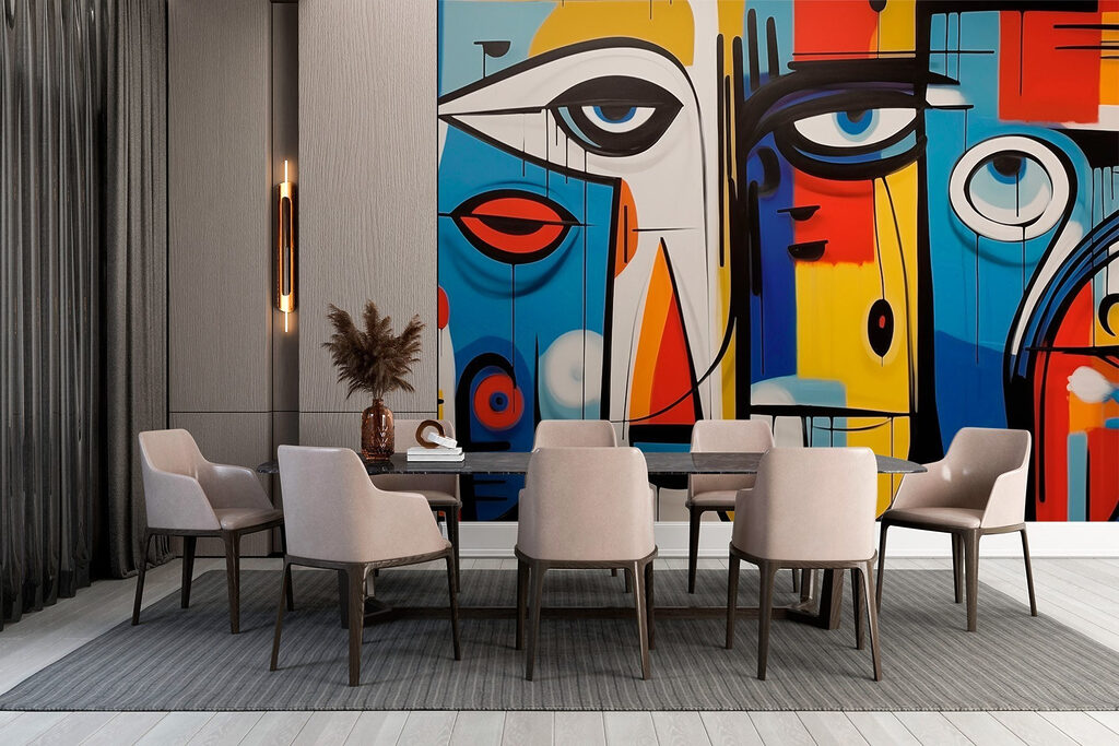 Kleurige gezichten naast elkaar — interieur 3