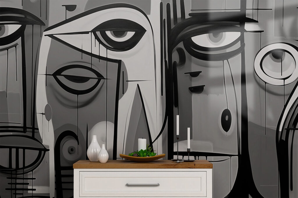 Gezichten in grijze vlakken — interieur 2