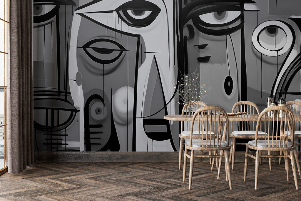 Gezichten in grijze vlakken — interieur 3