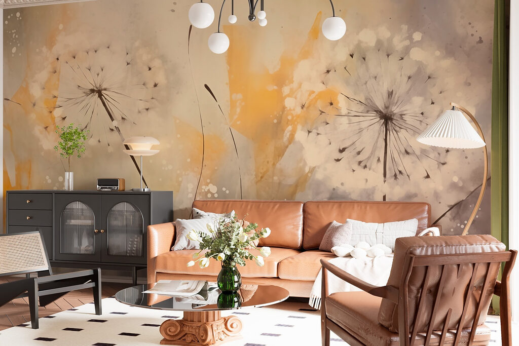Zaadpluizen tussen gele verf — interieur 2