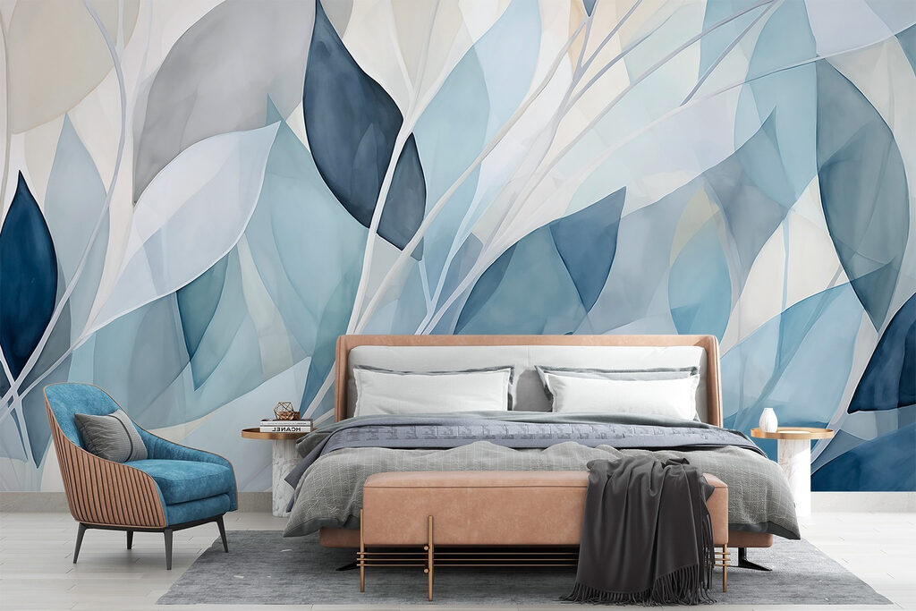 Blauwe bladeren in facetten — interieur 1