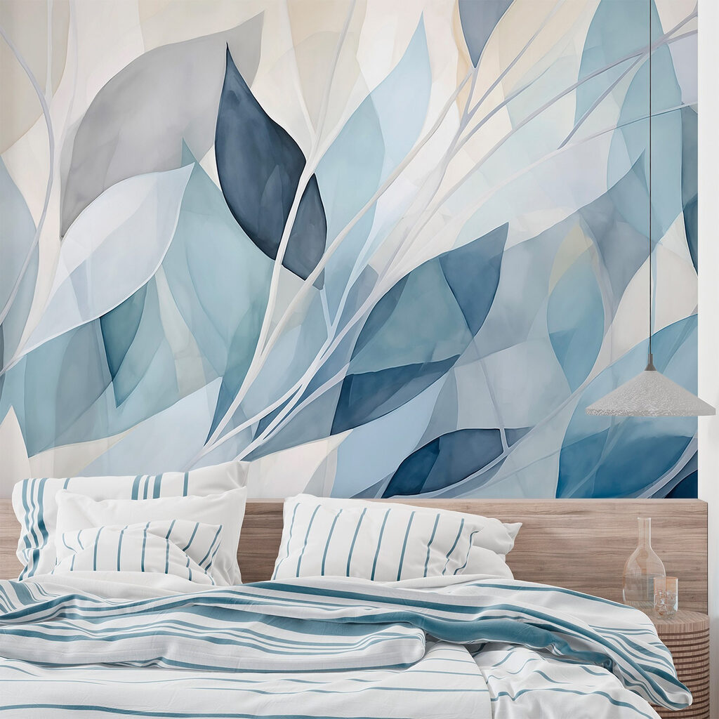 Blauwe bladeren in facetten — interieur 2