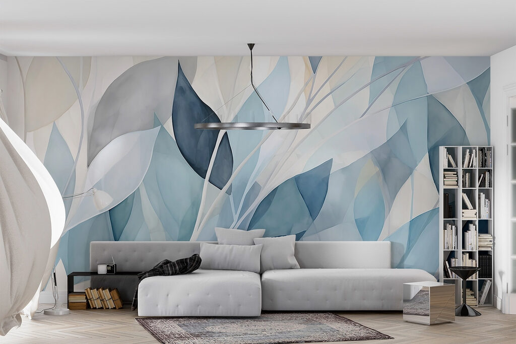 Blauwe bladeren in facetten — interieur 3