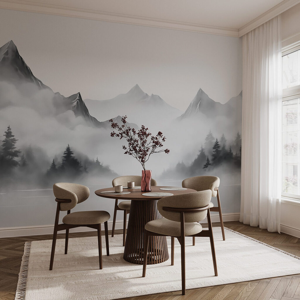Bergmeer tussen mistige dennen — interieur 2