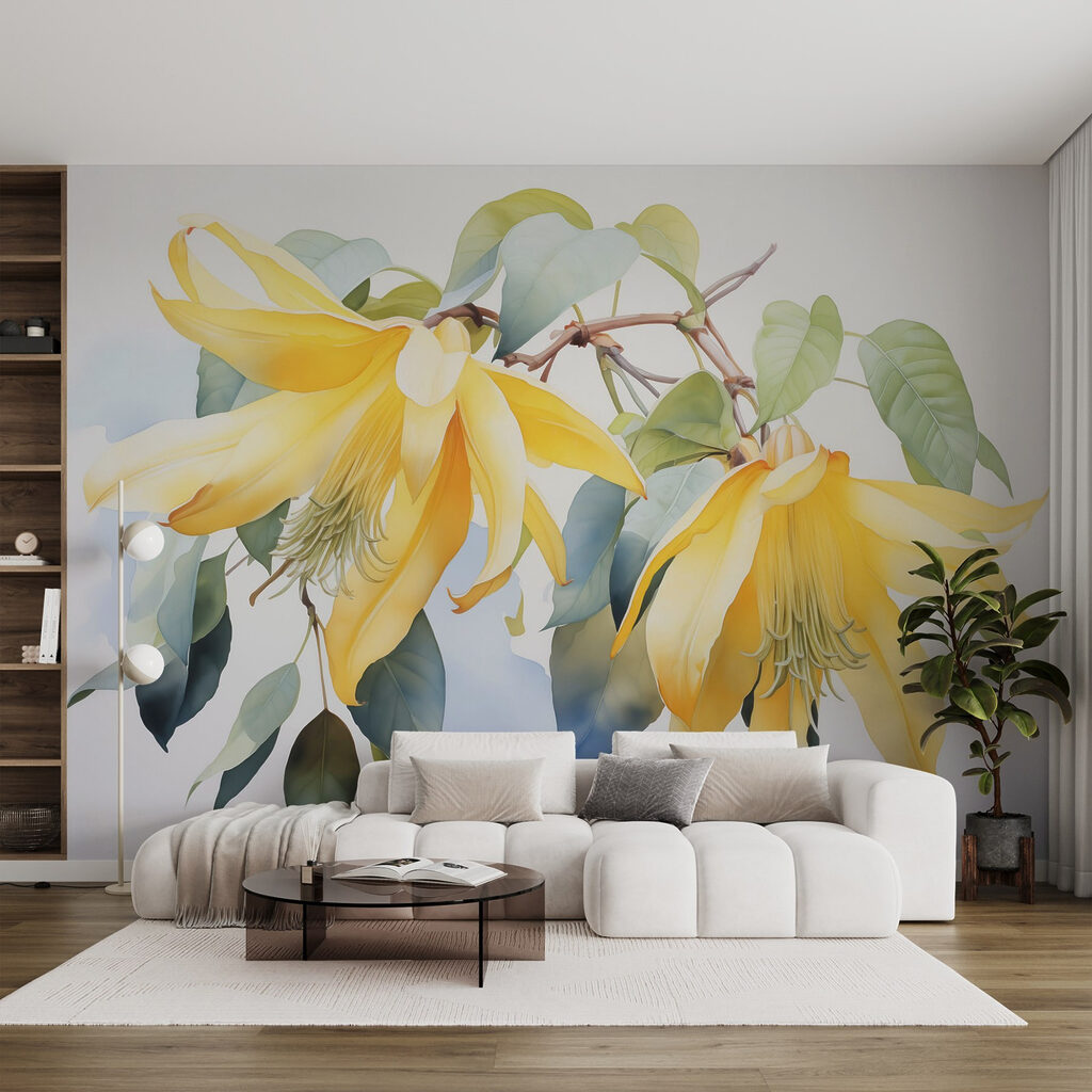 Gele bloemen hangen neer — interieur 2