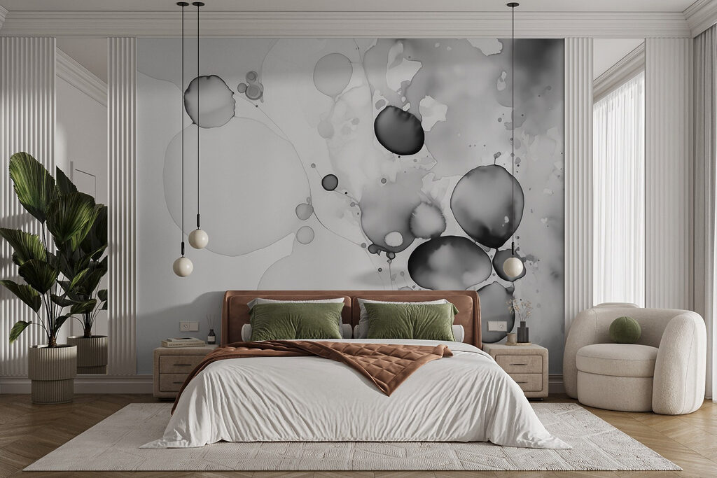 Grijze inktkringen op wit — interieur 1