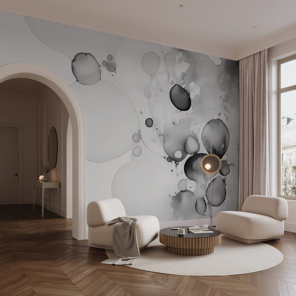 Grijze inktkringen op wit — interieur 2