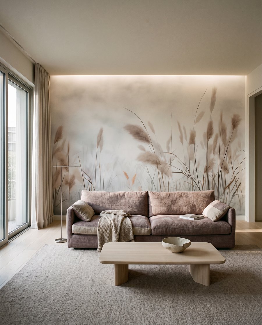 Bruine pluimen in nevel in een interieur