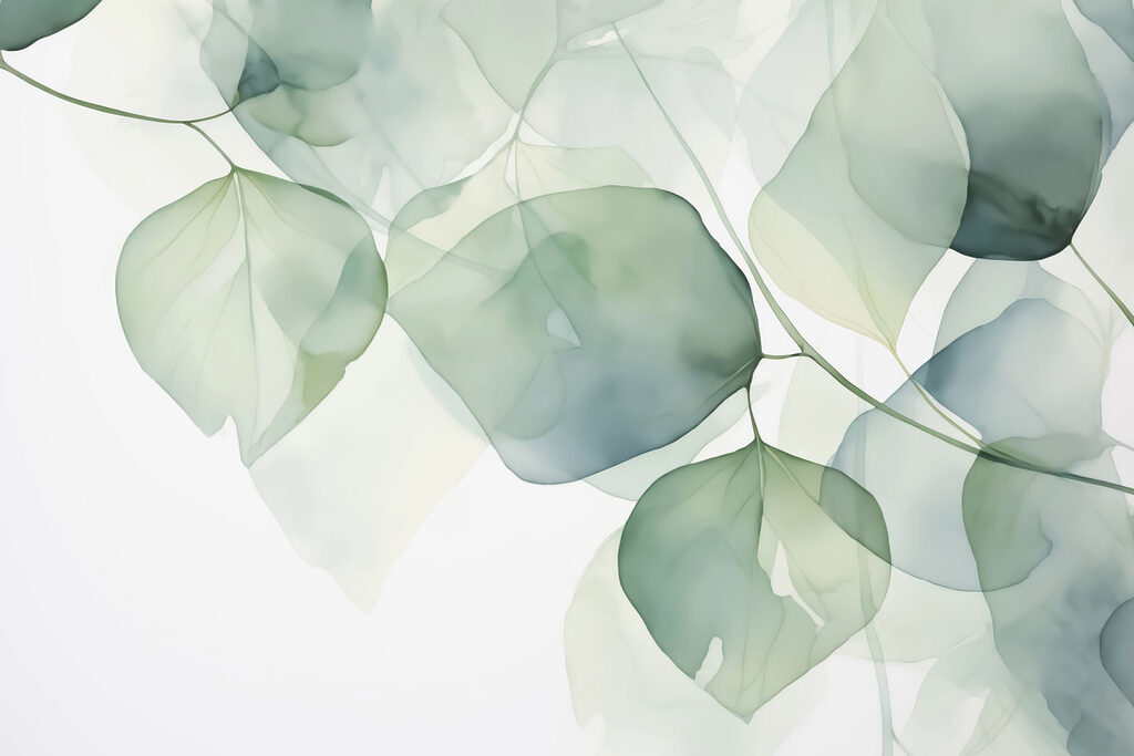 Delicate bladeren in zachte pasteltinten — volledig ontwerp