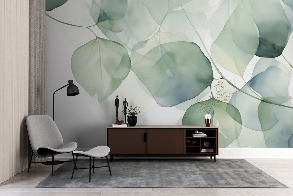 Delicate bladeren in zachte pasteltinten — interieur 2