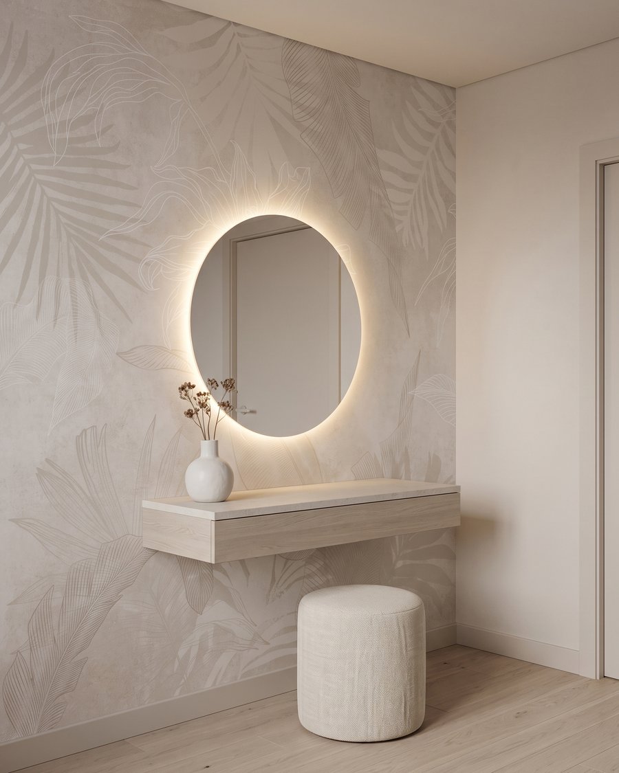 Tropenblad als vervaagde afdruk in een interieur