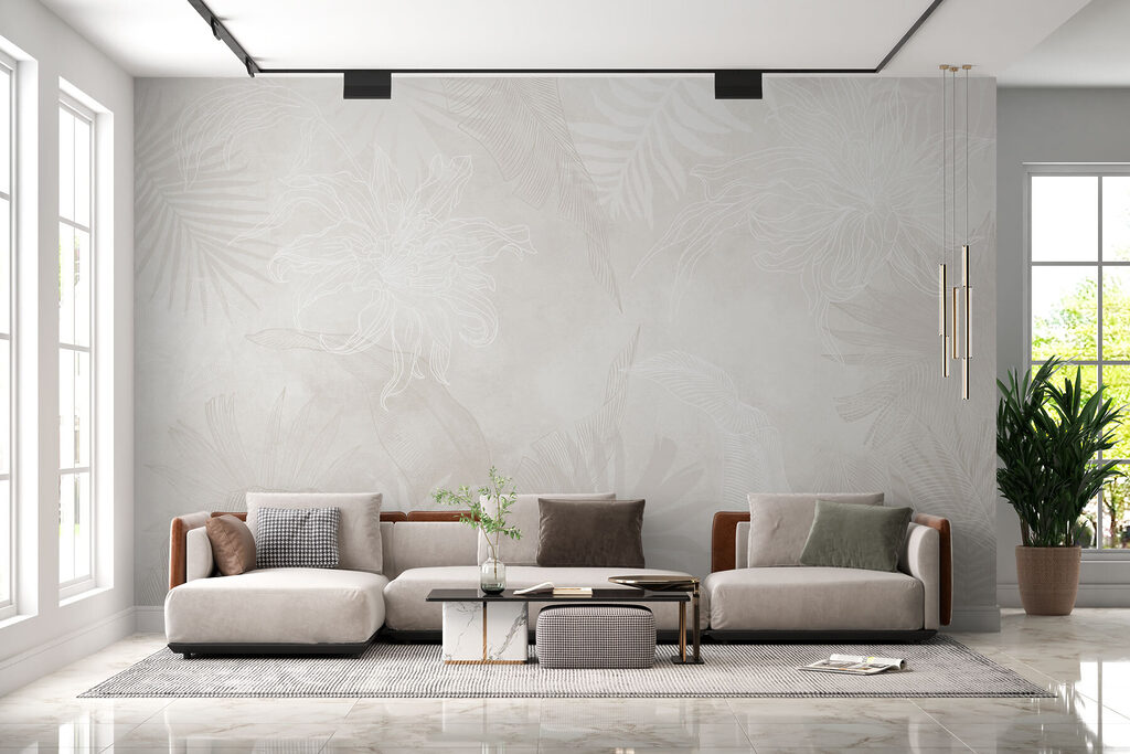 Tropenblad als vervaagde afdruk — interieur 3