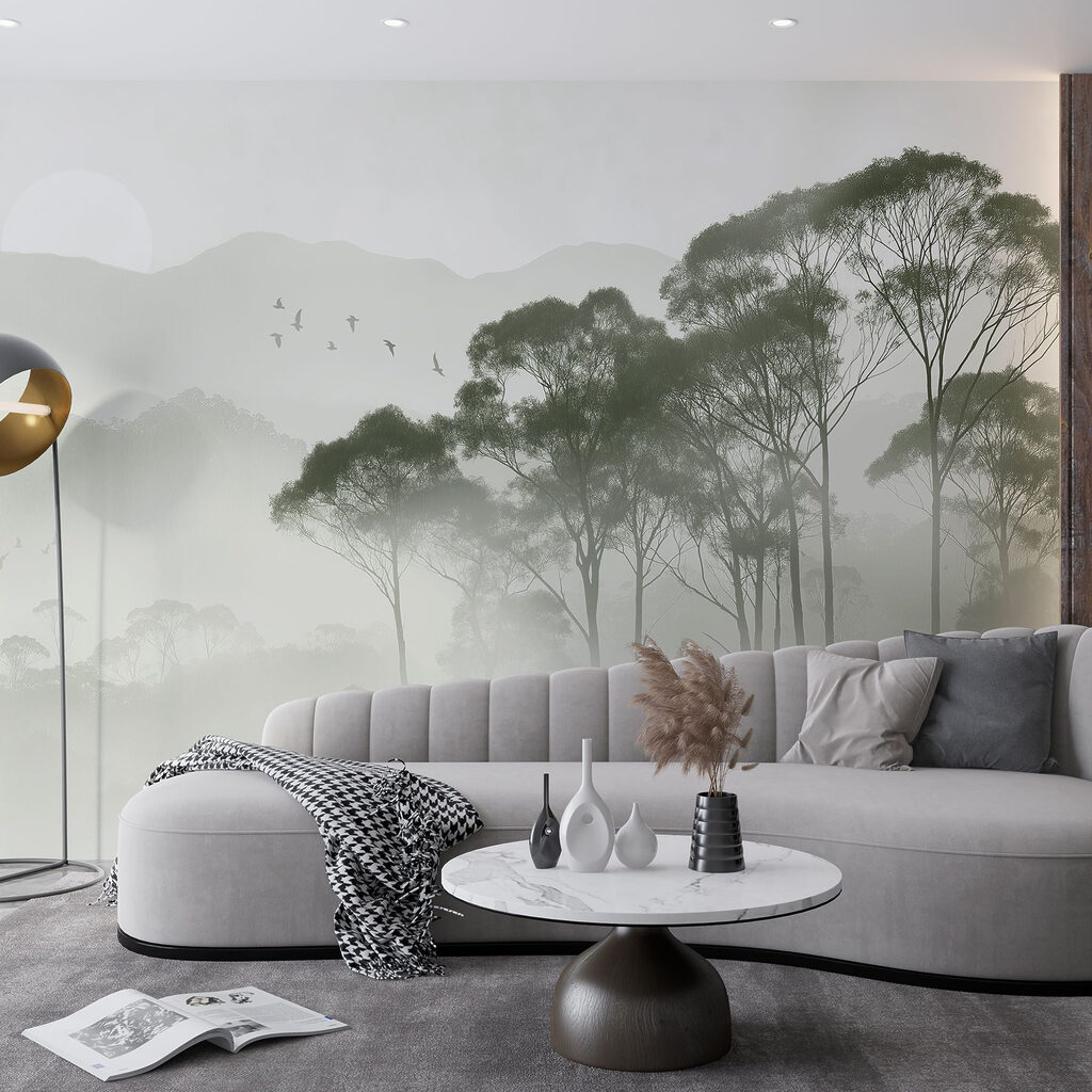 Vogels vliegen over bomen — interieur 3