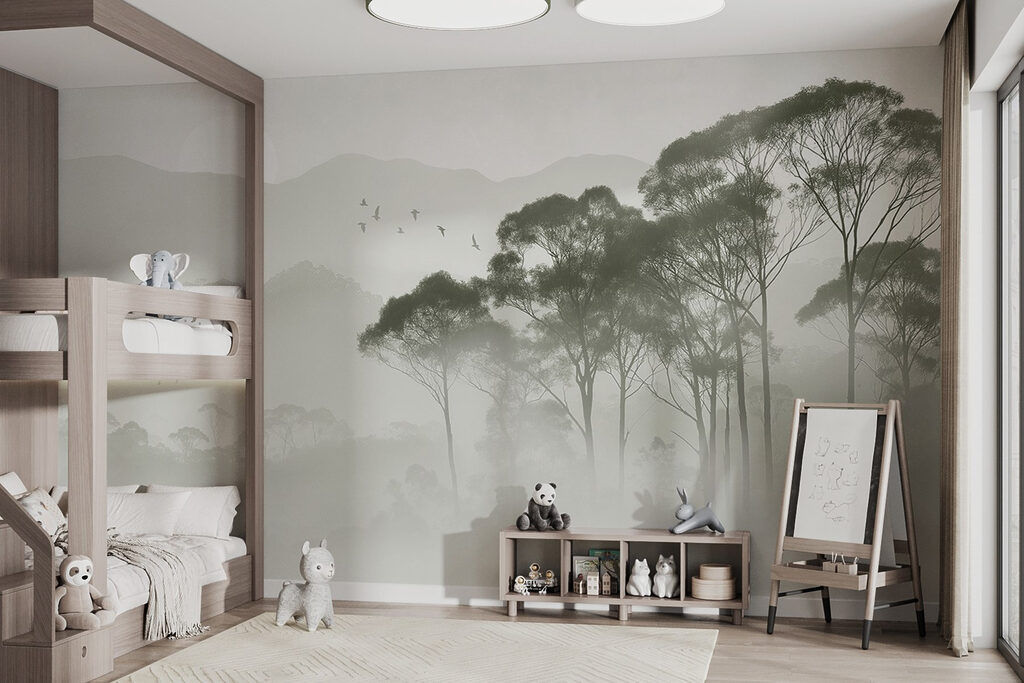 Vogels vliegen over bomen — interieur 5