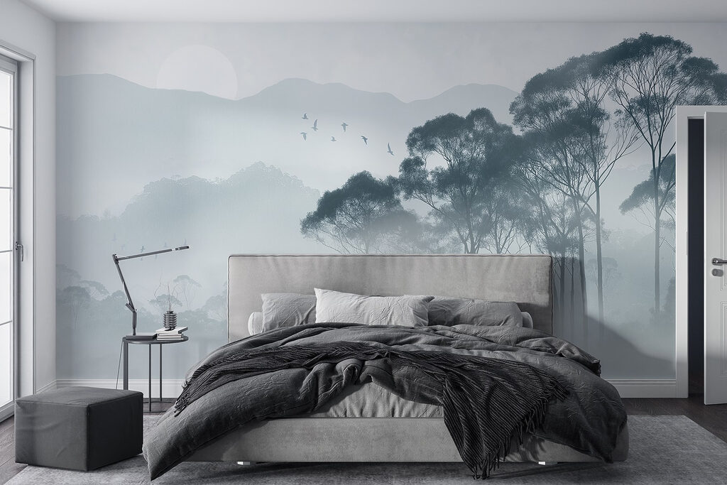 Groep bomen in mist — interieur 1