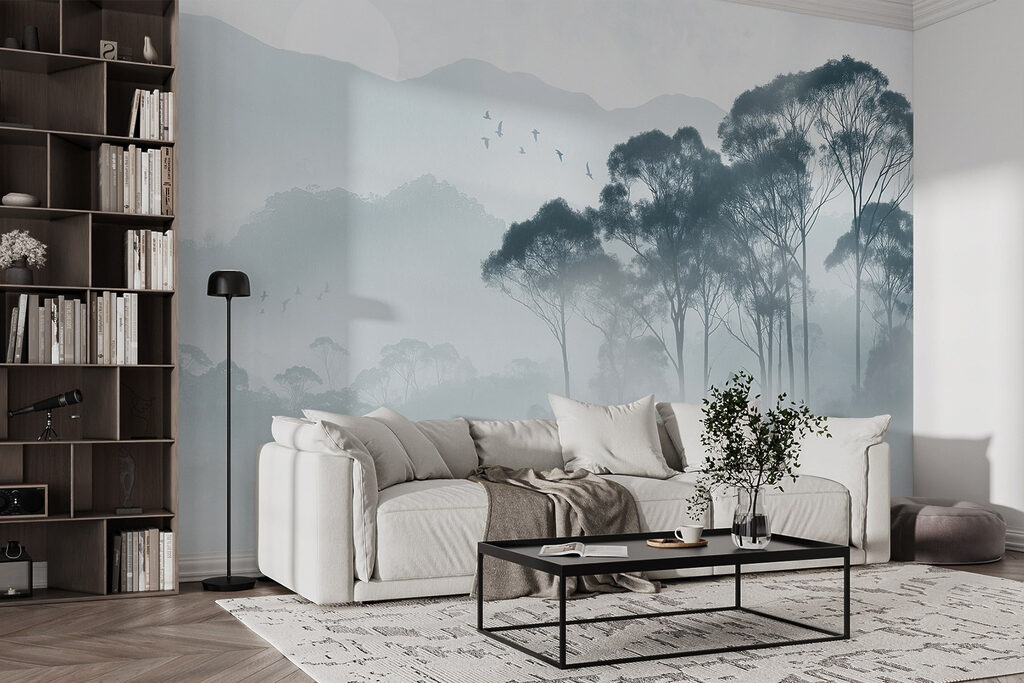 Groep bomen in mist — interieur 2