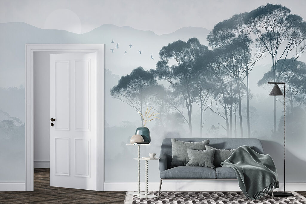 Groep bomen in mist — interieur 3