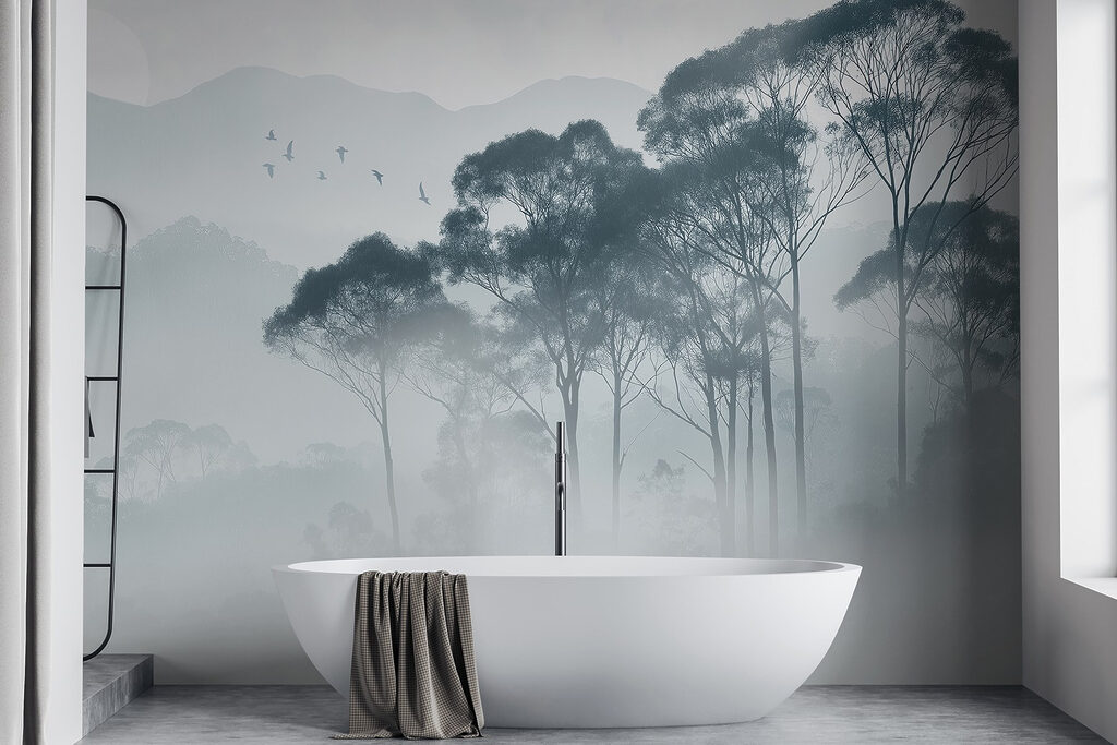 Groep bomen in mist — interieur 5