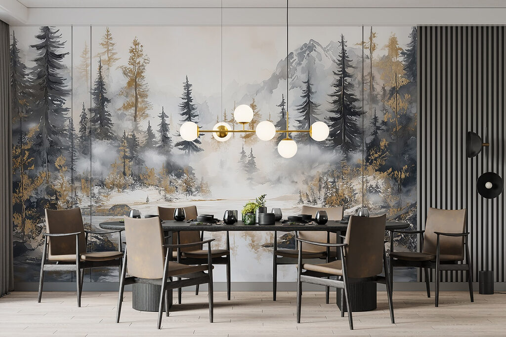 Bosbeek onder besneeuwde bergen — interieur 5