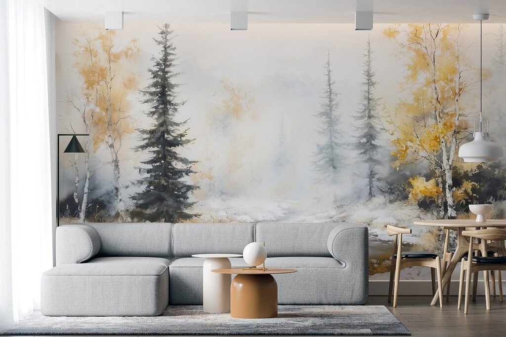 Winterbeek tussen gele bomen — interieur 4