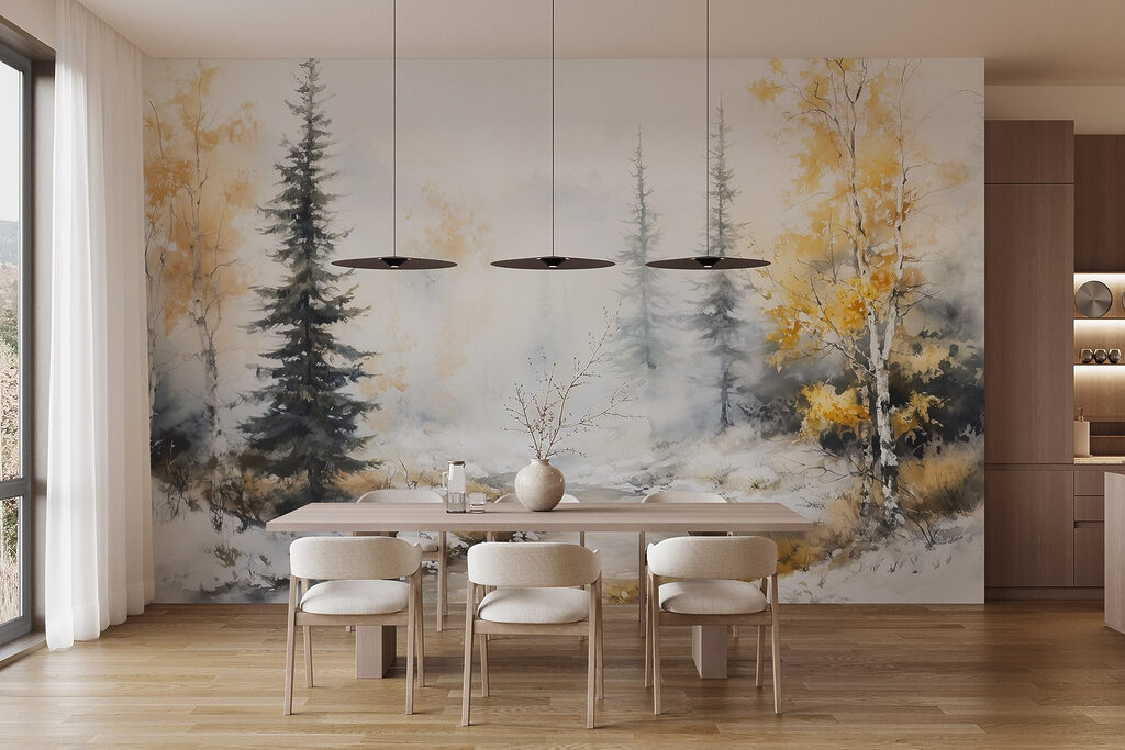 Winterbeek tussen gele bomen — interieur 6