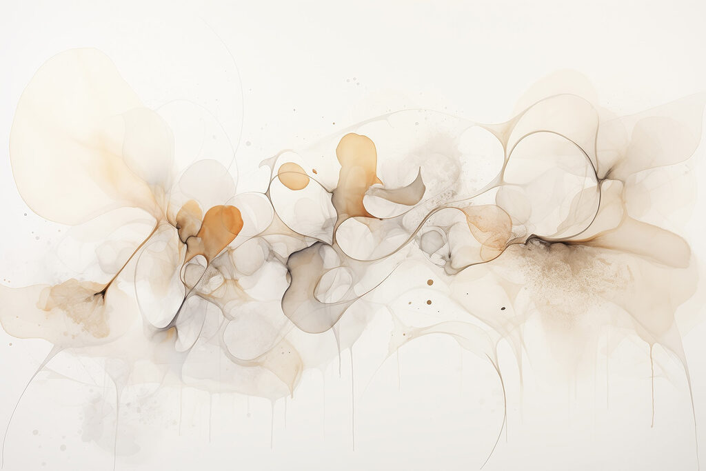 Zachte inktvormen in beige — volledig ontwerp