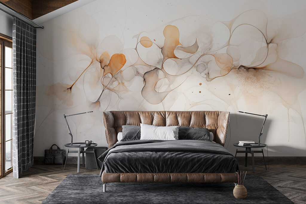 Zachte inktvormen in beige — interieur 1