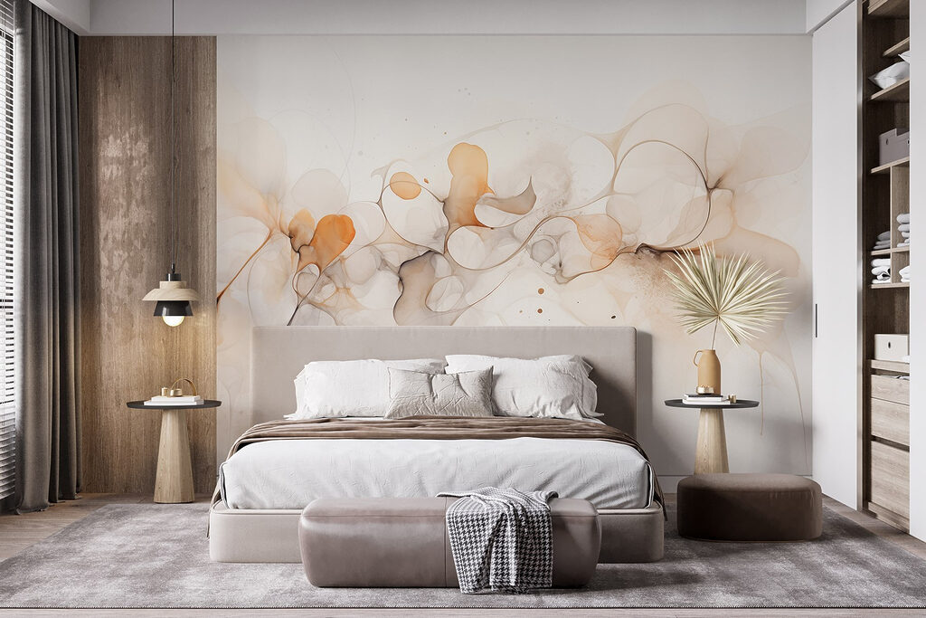 Zachte inktvormen in beige — interieur 2