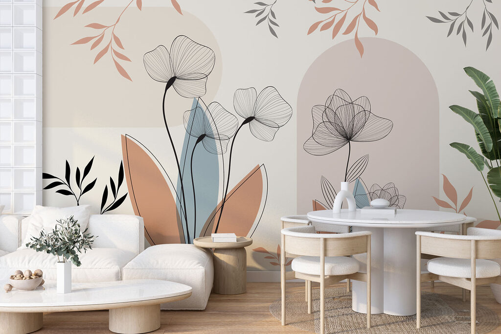 Bloemlijnen tussen zachte bogen — interieur 3