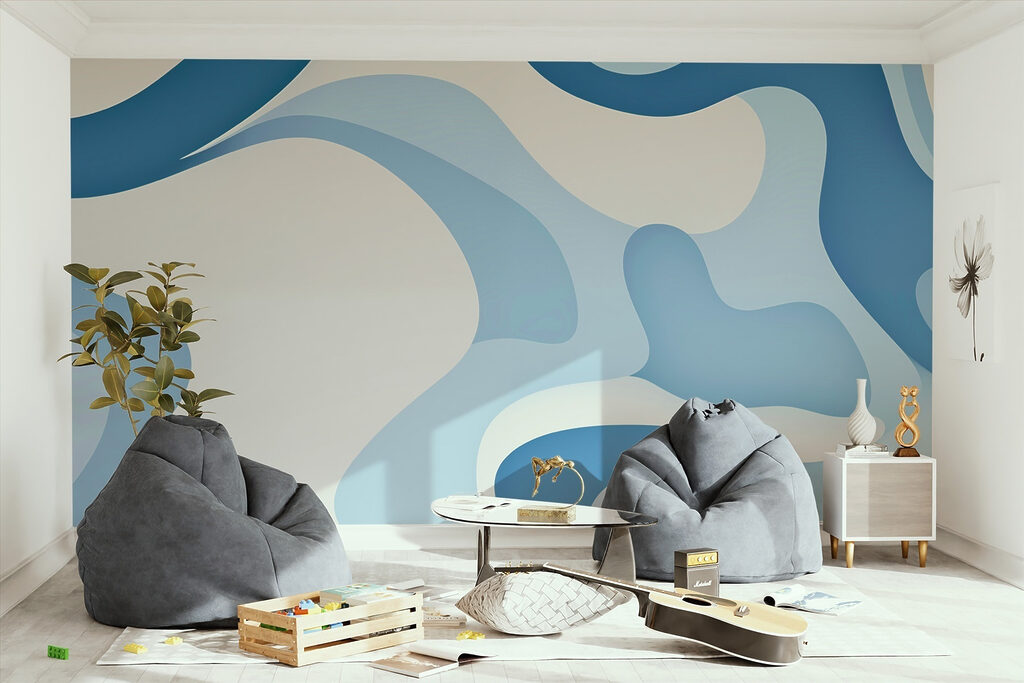 Blauwe banen met rondingen — interieur 1