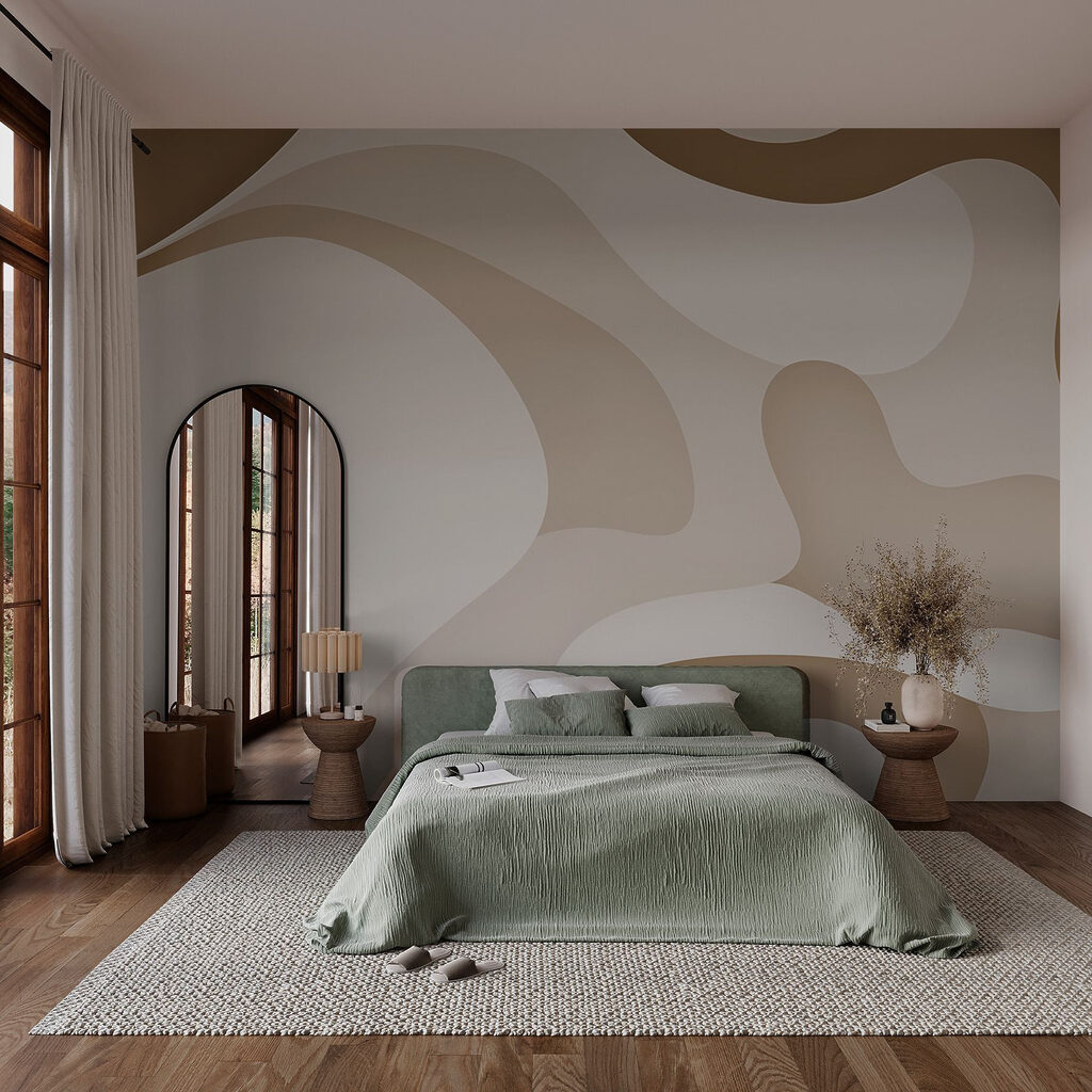 Witte en bruine swirls in een interieur
