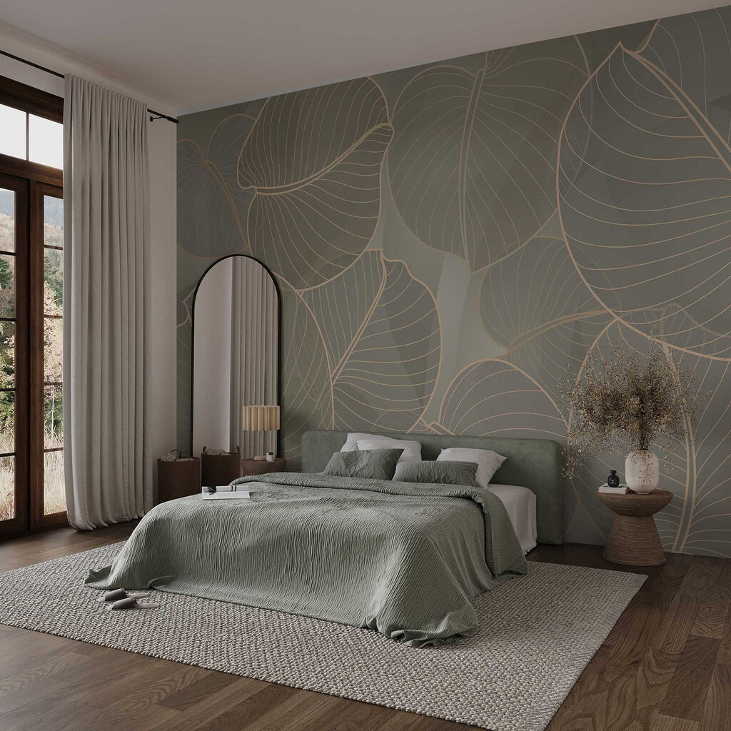 Bladnerven op zacht olijfgroen — interieur 1