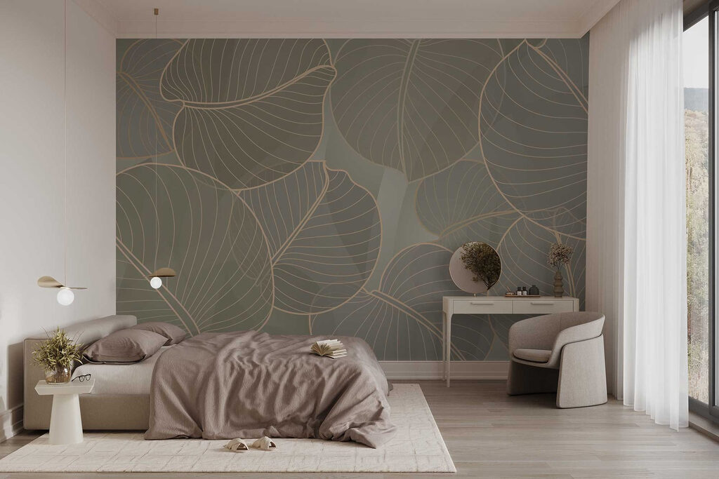 Bladnerven op zacht olijfgroen — interieur 2