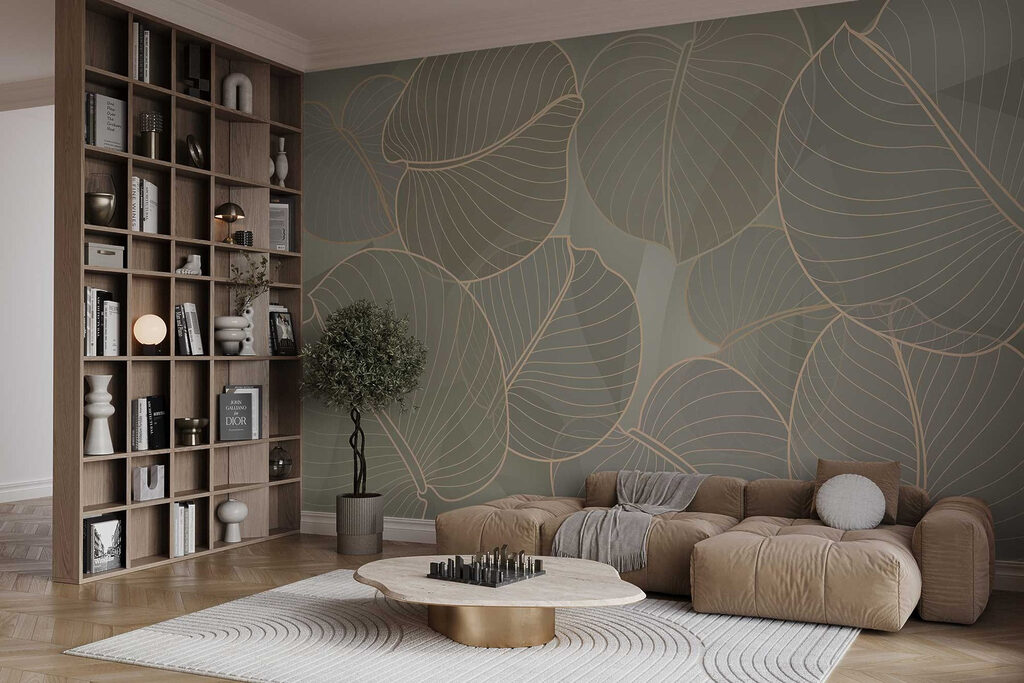 Bladnerven op zacht olijfgroen — interieur 5