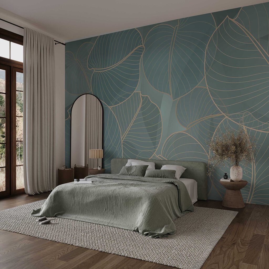 Natuurlijke bladmotieven in zachte tinten — interieur 1