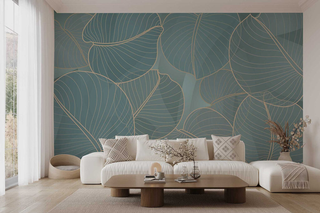 Natuurlijke bladmotieven in zachte tinten — interieur 4