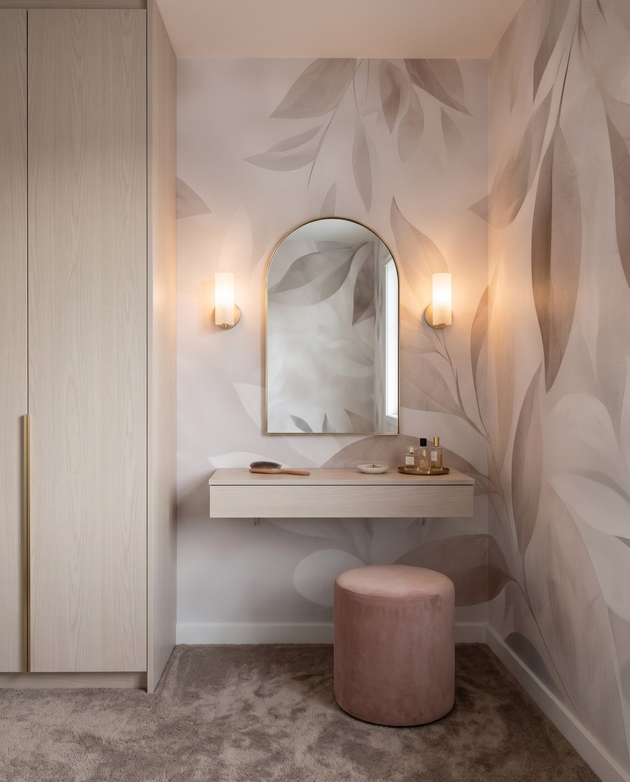 Roze en grijze bladschimmen — interieur 3
