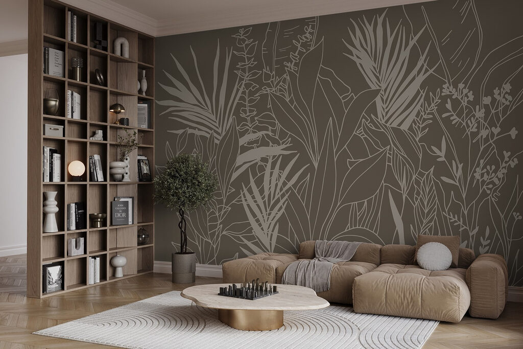 Tekenen van planten en bladeren in een interieur