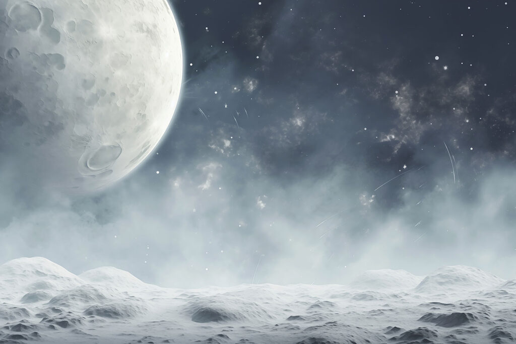 Maan boven een sneeuwvlakte — volledig ontwerp