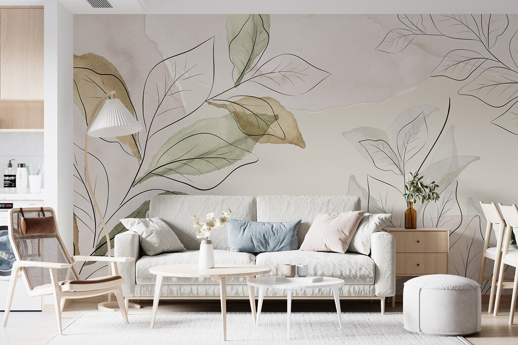 Groene bladeren in potloodlijnen — interieur 1