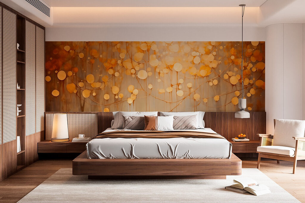 Gouden lichtbollen tussen bomen — interieur 1