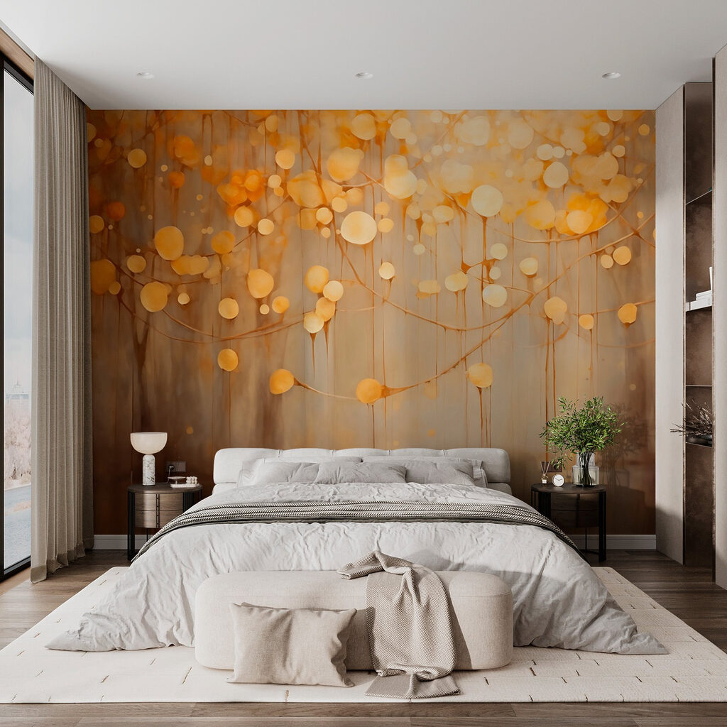 Gouden lichtbollen tussen bomen — interieur 2
